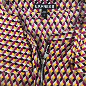 Express Tops - 3/$25 Geometric Express Long Sleeve Blouse Zipper Express Tops - 3/$25 Geometric Express Long Sleeve Blouse Zipper